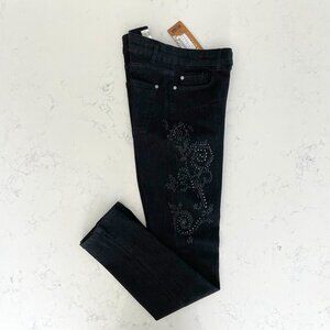 Dolcezza Slim Fit Skinny Leg 5 Pocket Cotton Poly Blend Jeans Black Sz 6 NWT